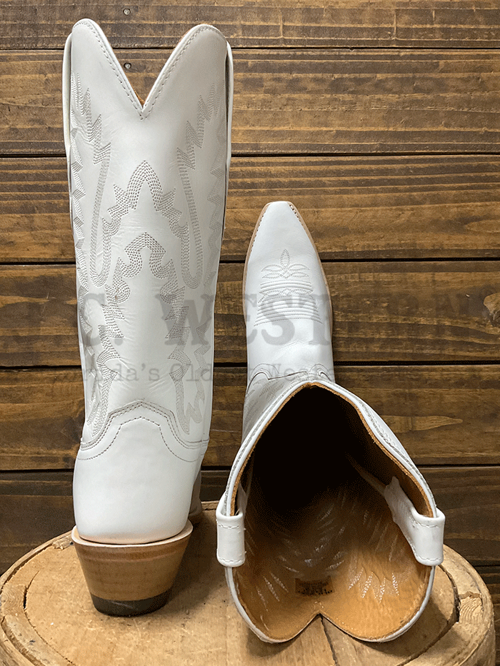 Old West LF1631 Womens All Over Leather Snip Toe Boots White side view pair. If you need any assistance with this item or the purchase of this item please call us at five six one seven four eight eight eight zero one Monday through Saturday 10:00a.m EST to 8:00 p.m EST