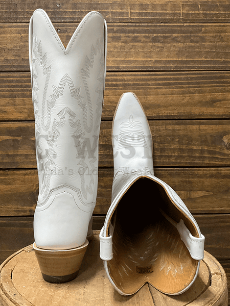 Old West LF1631 Womens All Over Leather Snip Toe Boots White back and toe view. If you need any assistance with this item or the purchase of this item please call us at five six one seven four eight eight eight zero one Monday through Saturday 10:00a.m EST to 8:00 p.m EST