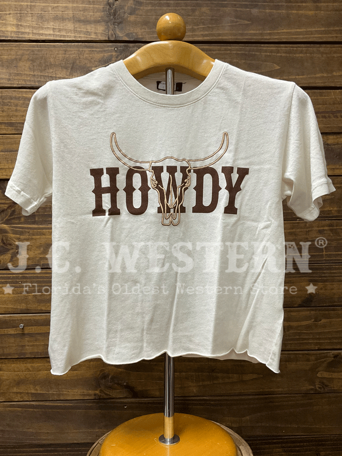 Zutter K4084-2659-TN Womens Distressed Seamless Faux Crop Tee Bone front view. If you need any assistance with this item or the purchase of this item please call us at five six one seven four eight eight eight zero one Monday through Saturday 10:00a.m EST to 8:00 p.m EST