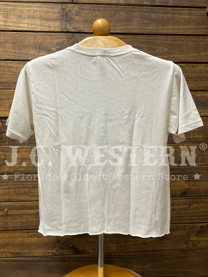 Zutter K4084-2659-TN Womens Distressed Seamless Faux Crop Tee Bone front view. If you need any assistance with this item or the purchase of this item please call us at five six one seven four eight eight eight zero one Monday through Saturday 10:00a.m EST to 8:00 p.m EST