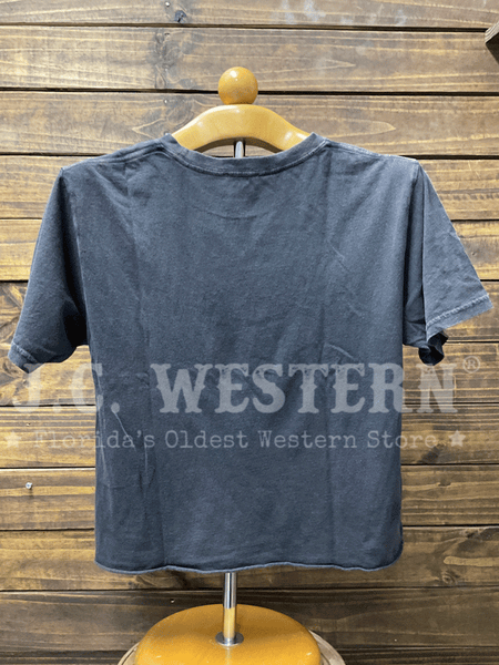 Zutter K4084-2659-BLK Womens Distressed Seamless Faux Crop Tee Black back view. If you need any assistance with this item or the purchase of this item please call us at five six one seven four eight eight eight zero one Monday through Saturday 10:00a.m EST to 8:00 p.m EST