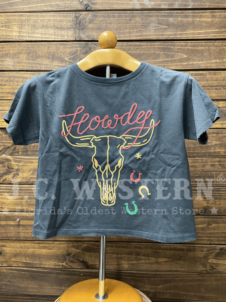 Zutter K9377-2759-BLK Womens Howdy Longhorn Western Tee Black front view. If you need any assistance with this item or the purchase of this item please call us at five six one seven four eight eight eight zero one Monday through Saturday 10:00a.m EST to 8:00 p.m EST