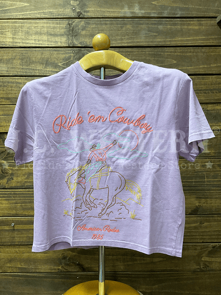 Zutter T4036-2675-LC Womens Ride Em Cowboy Tee Lilac front view. If you need any assistance with this item or the purchase of this item please call us at five six one seven four eight eight eight zero one Monday through Saturday 10:00a.m EST to 8:00 p.m EST