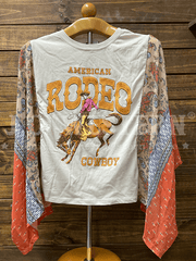 Zutter K6892-2708-RST Womens American Rodeo Cowboy Kaftan Long Sleeve Tee Rust front view. If you need any assistance with this item or the purchase of this item please call us at five six one seven four eight eight eight zero one Monday through Saturday 10:00a.m EST to 8:00 p.m EST