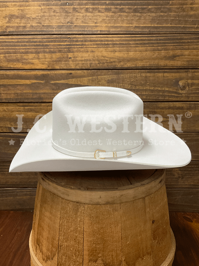 Stetson SWOAKR-724072 Oak Ridge 3X Felt Western Hat White front view. If you need any assistance with this item or the purchase of this item please call us at five six one seven four eight eight eight zero one Monday through Saturday 10:00a.m EST to 8:00 p.m EST