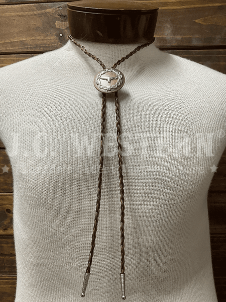 Cowboy Collectibles BOLW506 The Longhorn Bolo Tie Granite front view. If you need any assistance with this item or the purchase of this item please call us at five six one seven four eight eight eight zero one Monday through Saturday 10:00a.m EST to 8:00 p.m EST