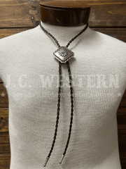Cowboy Collectibles BOLW514 Golden Lasso Turquoise Square Bolo Tie Dark Sorrel front view. If you need any assistance with this item or the purchase of this item please call us at five six one seven four eight eight eight zero one Monday through Saturday 10:00a.m EST to 8:00 p.m EST