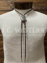 Cowboy Collectibles BOLT513 Iconic Turquoise Bolo Tie Granite And Black front view. front view. If you need any assistance with this item or the purchase of this item please call us at five six one seven four eight eight eight zero one Monday through Saturday 10:00a.m EST to 8:00 p.m EST
