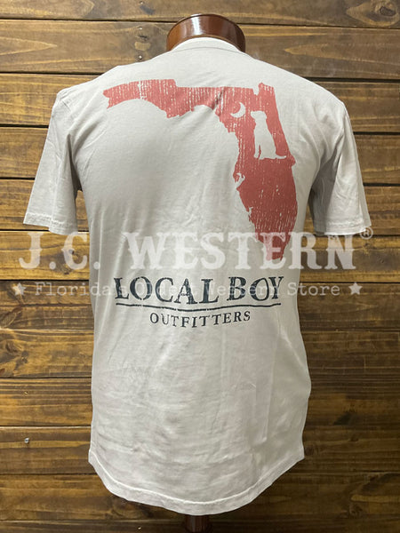 Local Boy Outfitters L1000675-SIL Mens FL State T-Shirt Silver Tan back view. If you need any assistance with this item or the purchase of this item please call us at five six one seven four eight eight eight zero one Monday through Saturday 10:00a.m EST to 8:00 p.m EST