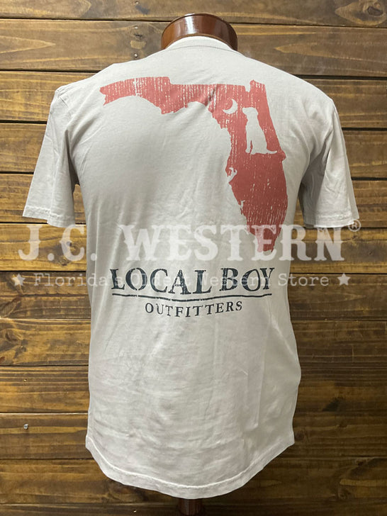 Local Boy Outfitters L1000675-SIL Mens FL State T-Shirt Silver Tan back view. If you need any assistance with this item or the purchase of this item please call us at five six one seven four eight eight eight zero one Monday through Saturday 10:00a.m EST to 8:00 p.m EST