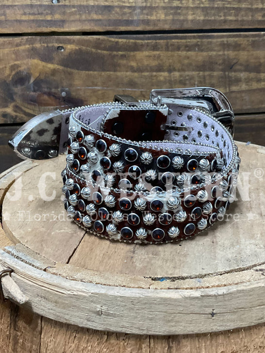 Angel Ranch D140003502 Womens Calf Hair And Crystals Belt Brown back view. If you need any assistance with this item or the purchase of this item please call us at five six one seven four eight eight eight zero one Monday through Saturday 10:00a.m EST to 8:00 p.m EST