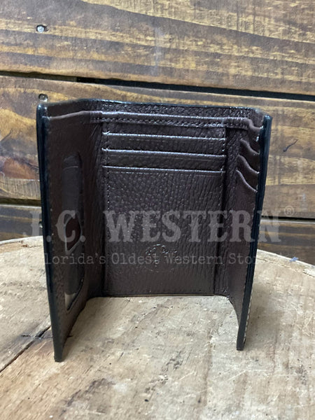 3D D250008302 Mens Southwest Lacing Trifold Wallet Dark Brown inside view. If you need any assistance with this item or the purchase of this item please call us at five six one seven four eight eight eight zero one Monday through Saturday 10:00a.m EST to 8:00 p.m EST
