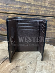 3D D250008302 Mens Southwest Lacing Trifold Wallet Dark Brown inside view. If you need any assistance with this item or the purchase of this item please call us at five six one seven four eight eight eight zero one Monday through Saturday 10:00a.m EST to 8:00 p.m EST

