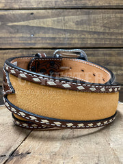 Nocona N210000702 Mens Roughout Inlay Buck Lacing Belt Brown back view. If you need any assistance with this item or the purchase of this item please call us at five six one seven four eight eight eight zero one Monday through Saturday 10:00a.m EST to 8:00 p.m EST