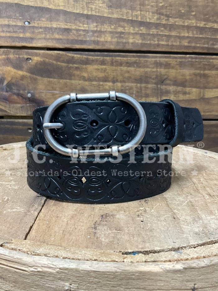 Cowgirls Rock 9664300-BK Womens Bridle Buffalo Leather Belt Black front view. If you need any assistance with this item or the purchase of this item please call us at five six one seven four eight eight eight zero one Monday through Saturday 10:00a.m EST to 8:00 p.m EST
