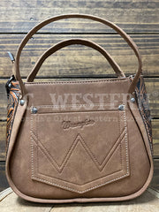 Wrangler WG169-2022BR Womens Genuine Hair On Cowhide Tote/Crossbody Bag Brown back view. If you need any assistance with this item or the purchase of this item please call us at five six one seven four eight eight eight zero one Monday through Saturday 10:00a.m EST to 8:00 p.m EST