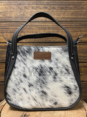Wrangler WG169-2022BK Womens Genuine Hair On Cowhide Tote/Crossbody Bag Black front view. If you need any assistance with this item or the purchase of this item please call us at five six one seven four eight eight eight zero one Monday through Saturday 10:00a.m EST to 8:00 p.m EST