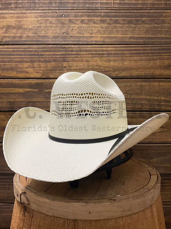 Resistol RSDNJR-B33481AL Youth DENISON JR Cowboy Straw Hat Natural side / front view. If you need any assistance with this item or the purchase of this item please call us at five six one seven four eight eight eight zero one Monday through Saturday 10:00a.m EST to 8:00 p.m EST