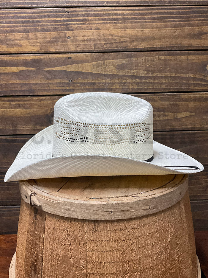 Resistol RSDNJR-B33481AL Youth DENISON JR Cowboy Straw Hat Natural side / front view. If you need any assistance with this item or the purchase of this item please call us at five six one seven four eight eight eight zero one Monday through Saturday 10:00a.m EST to 8:00 p.m EST