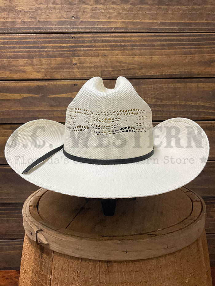 Resistol RSDNJR-B33481AL Youth DENISON JR Cowboy Straw Hat Natural side / front view. If you need any assistance with this item or the purchase of this item please call us at five six one seven four eight eight eight zero one Monday through Saturday 10:00a.m EST to 8:00 p.m EST