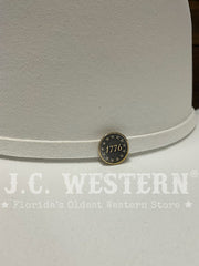 Resistol RFTR76-724272 THE RESISTOL 1776 250th Anniversary Of The United States Of America No 050/250 Hat White 1776 close up. If you need any assistance with this item or the purchase of this item please call us at five six one seven four eight eight eight zero one Monday through Saturday 10:00a.m EST to 8:00 p.m EST