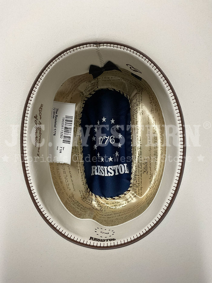 Resistol RFTR76-724272 THE RESISTOL 1776 250th Anniversary Of The United States Of America No 050/250 Hat, box, and certificate view. If you need any assistance with this item or the purchase of this item please call us at five six one seven four eight eight eight zero one Monday through Saturday 10:00a.m EST to 8:00 p.m EST