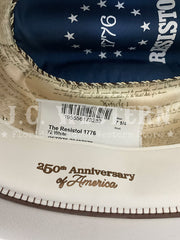 Resistol RFTR76-724272 THE RESISTOL 1776 250th Anniversary Of The United States Of America No 050/250 Hat White sweatband close up.  If you need any assistance with this item or the purchase of this item please call us at five six one seven four eight eight eight zero one Monday through Saturday 10:00a.m EST to 8:00 p.m EST