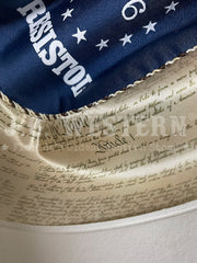 Resistol RFTR76-724272 THE RESISTOL 1776 250th Anniversary Of The United States Of America No 050/250 Hat White lining close up. If you need any assistance with this item or the purchase of this item please call us at five six one seven four eight eight eight zero one Monday through Saturday 10:00a.m EST to 8:00 p.m EST