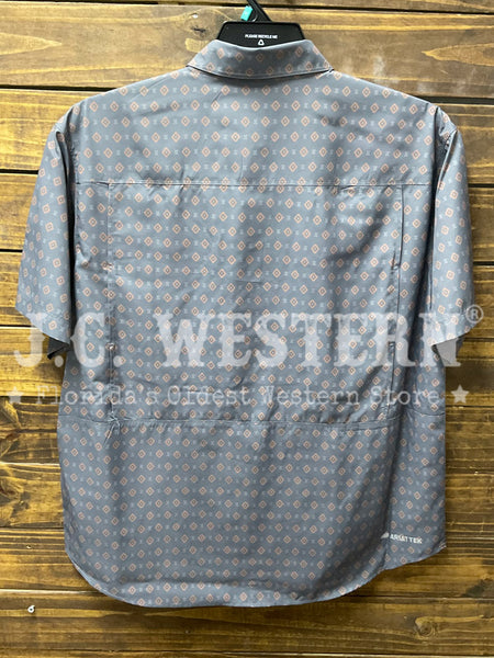 Ariat 10073428 Mens VentTEK Outbound Classic Fit Printed Shirt Grey back view. If you need any assistance with this item or the purchase of this item please call us at five six one seven four eight eight eight zero one Monday through Saturday 10:00a.m EST to 8:00 p.m EST