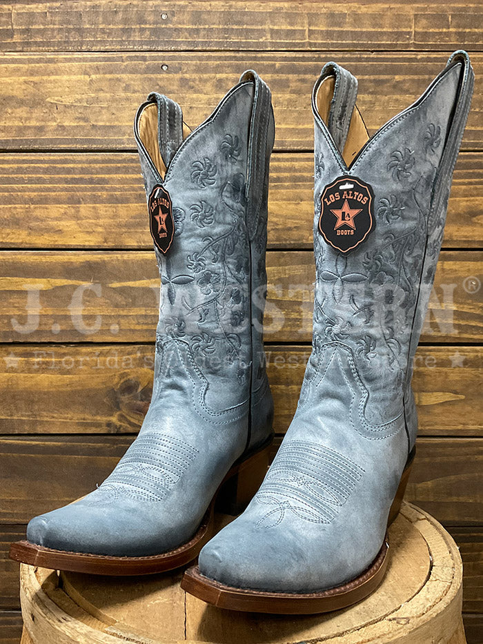 Los Altos 383R3614 Ladies VINTAGE Snip Toe Western Boot Blue Jeans front / side view. If you need any assistance with this item or the purchase of this item please call us at five six one seven four eight eight eight zero one Monday through Saturday 10:00a.m EST to 8:00 p.m EST