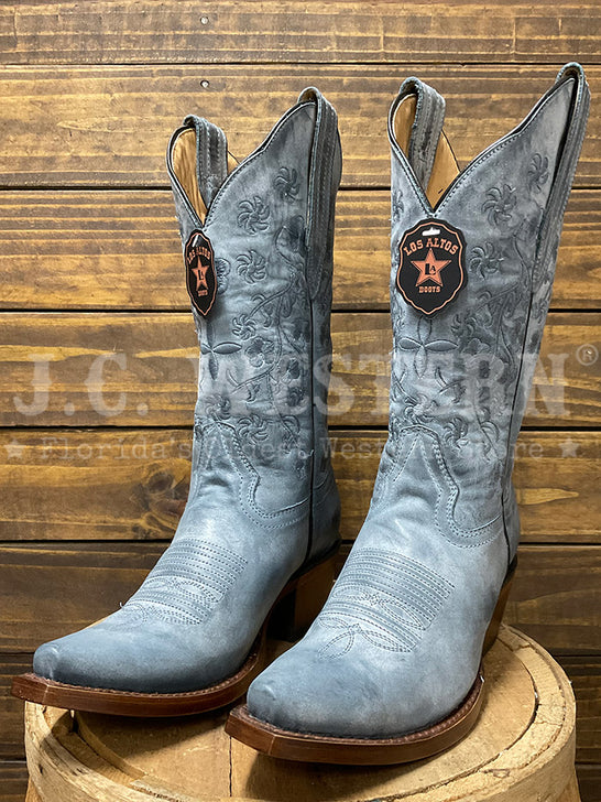 Los Altos 383R3614 Ladies VINTAGE Snip Toe Western Boot Blue Jeans front / side view. If you need any assistance with this item or the purchase of this item please call us at five six one seven four eight eight eight zero one Monday through Saturday 10:00a.m EST to 8:00 p.m EST