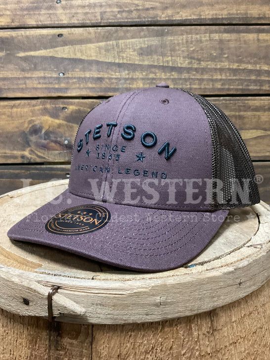 Stetson SCSLMC-0028OX American Legend Trucker Cap Ox Blood side / front view. If you need any assistance with this item or the purchase of this item please call us at five six one seven four eight eight eight zero one Monday through Saturday 10:00a.m EST to 8:00 p.m EST