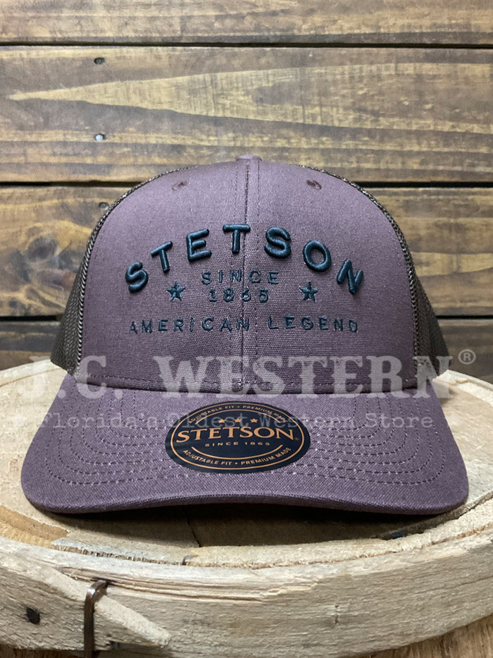 Stetson SCSLMC-0028OX American Legend Trucker Cap Ox Blood side / front view. If you need any assistance with this item or the purchase of this item please call us at five six one seven four eight eight eight zero one Monday through Saturday 10:00a.m EST to 8:00 p.m EST