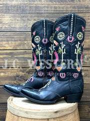 Old Gringo L4126-3 Womens HEY PORTER Leather Boot Black side view. If you need any assistance with this item or the purchase of this item please call us at five six one seven four eight eight eight zero one Monday through Saturday 10:00a.m EST to 8:00 p.m EST