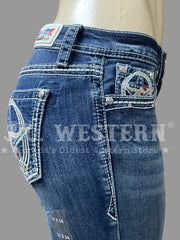 Grace In LA EB81820 Womens Star Mid Rise Boot Cut Jeans Denim side view. If you need any assistance with this item or the purchase of this item please call us at five six one seven four eight eight eight zero one Monday through Saturday 10:00a.m EST to 8:00 p.m EST
