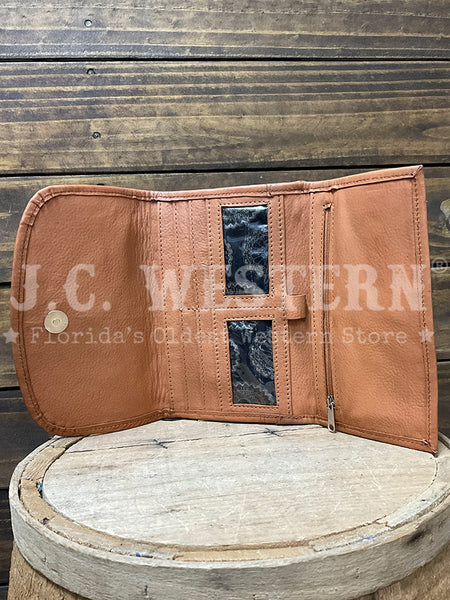 American West 1515982 Ladies Hitchin Post Texas Two Step Crossbody Leather Bag Natural Tan inside view. If you need any assistance with this item or the purchase of this item please call us at five six one seven four eight eight eight zero one Monday through Saturday 10:00a.m EST to 8:00 p.m EST