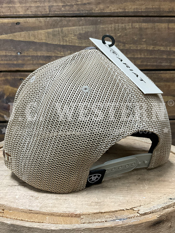 Ariat A300012102 Flag Embroidered Mesh Snap Back Cap Oilskin Brown front view. If you need any assistance with this item or the purchase of this item please call us at five six one seven four eight eight eight zero one Monday through Saturday 10:00a.m EST to 8:00 p.m EST