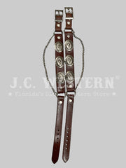 Fashionwest BBR-20BR Leather Boot Strap With Conchos Brown front view. If you need any assistance with this item or the purchase of this item please call us at five six one seven four eight eight eight zero one Monday through Saturday 10:00a.m EST to 8:00 p.m EST