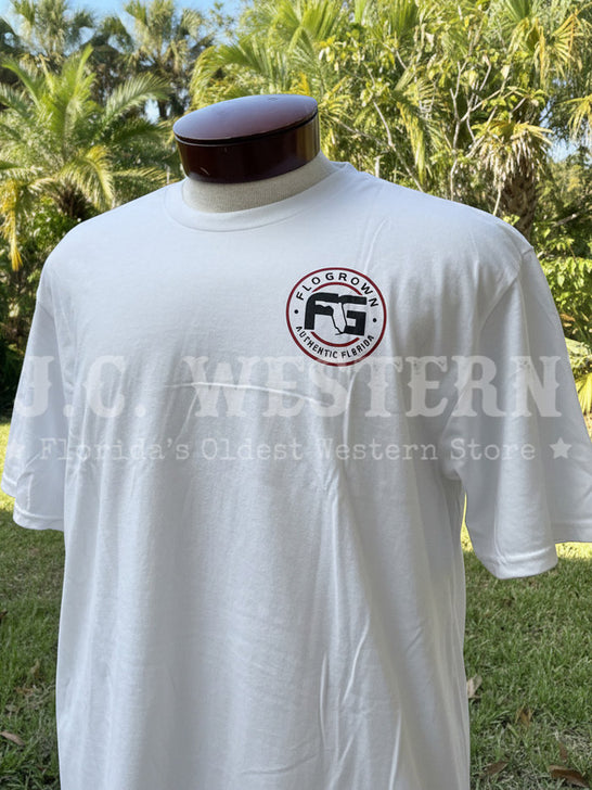 FloGrown FGM1-1038 Mens Lobster Season Tee White front view. If you need any assistance with this item or the purchase of this item please call us at five six one seven four eight eight eight zero one Monday through Saturday 10:00a.m EST to 8:00 p.m EST