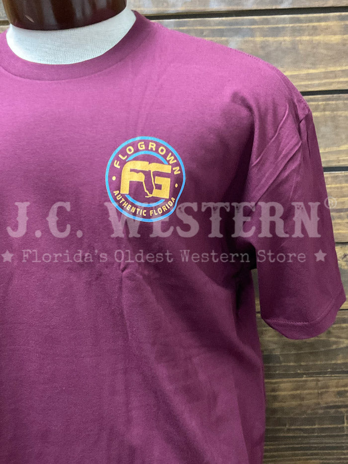 FloGrown FGM1-1126 Mens Native Arrow Head Tee Burgundy back view. If you need any assistance with this item or the purchase of this item please call us at five six one seven four eight eight eight zero one Monday through Saturday 10:00a.m EST to 8:00 p.m EST

