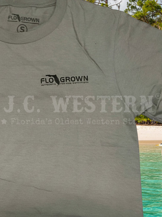 FloGrown FGY1-1134 Youth Camo Dog Tee Grey front view. If you need any assistance with this item or the purchase of this item please call us at five six one seven four eight eight eight zero one Monday through Saturday 10:00a.m EST to 8:00 p.m EST