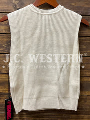 Rock & Roll Denim BW38T09351 Womens Western Embroidered Sweater Vest Natural back view. If you need any assistance with this item or the purchase of this item please call us at five six one seven four eight eight eight zero one Monday through Saturday 10:00a.m EST to 8:00 p.m EST