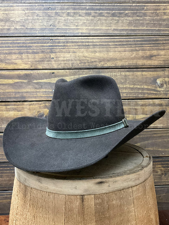 Stetson SFASPN-413422 ASPEN 5X Western Felt Hat Chocolate side / front view. If you need any assistance with this item or the purchase of this item please call us at five six one seven four eight eight eight zero one Monday through Saturday 10:00a.m EST to 8:00 p.m EST