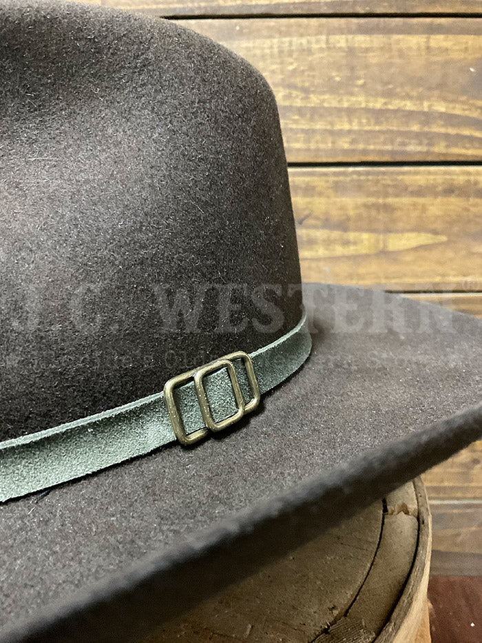 Stetson SFASPN-413422 ASPEN 5X Western Felt Hat Chocolate side / front view. If you need any assistance with this item or the purchase of this item please call us at five six one seven four eight eight eight zero one Monday through Saturday 10:00a.m EST to 8:00 p.m EST