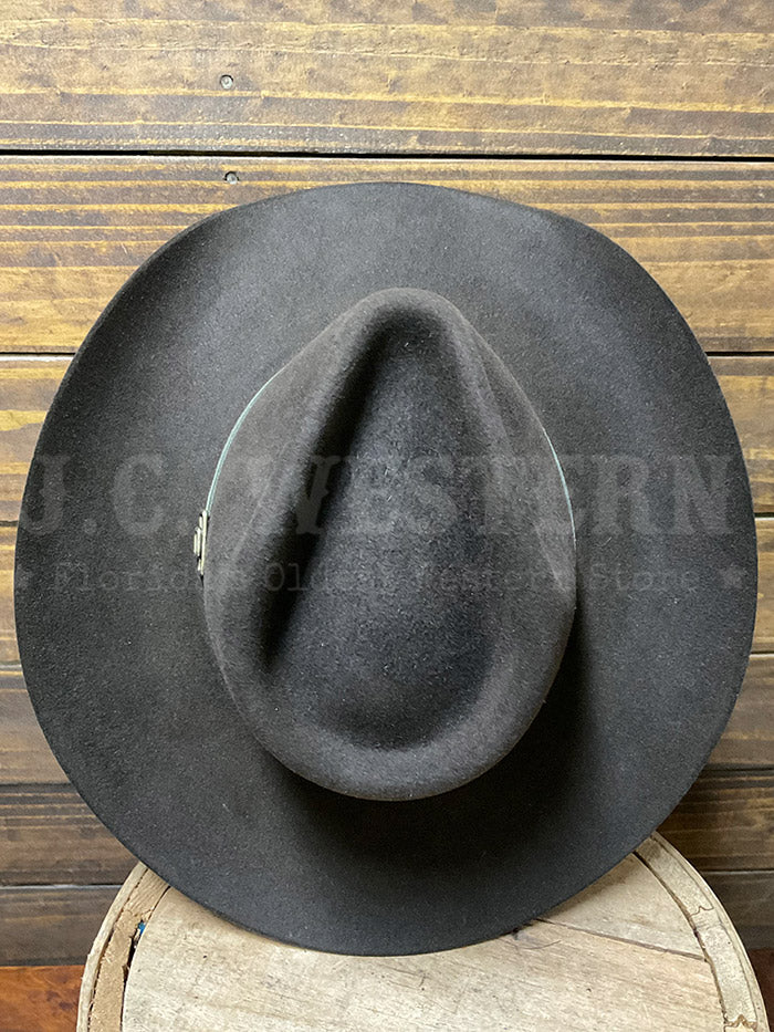 Stetson SFASPN-413422 ASPEN 5X Western Felt Hat Chocolate side / front view. If you need any assistance with this item or the purchase of this item please call us at five six one seven four eight eight eight zero one Monday through Saturday 10:00a.m EST to 8:00 p.m EST