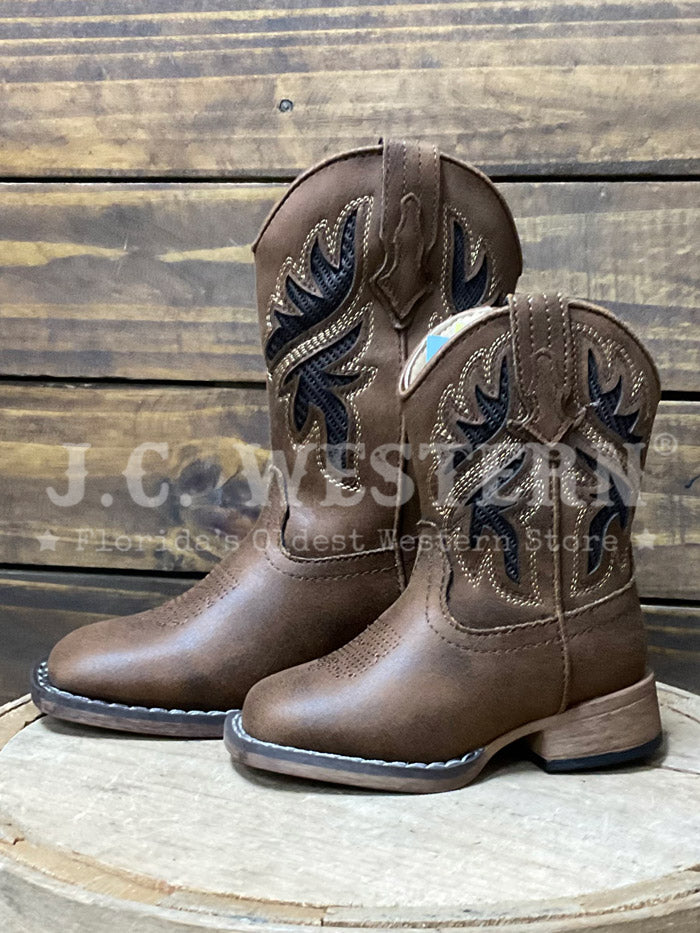 Roper 3859 Kids Draftmaster Square Toe Western Boot Brown side view. If you need any assistance with this item or the purchase of this item please call us at five six one seven four eight eight eight zero one Monday through Saturday 10:00a.m EST to 8:00 p.m EST

