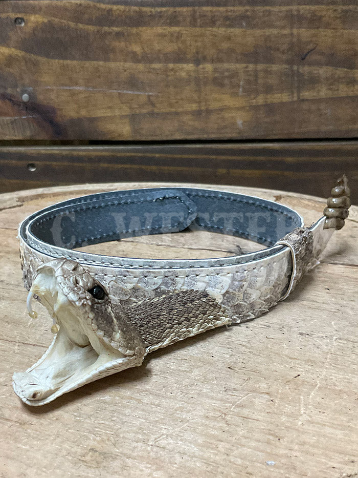 Skin Shop 160Rattle Genuine Rattlesnake Head Hatband Natural front view. If you need any assistance with this item or the purchase of this item please call us at five six one seven four eight eight eight zero one Monday through Saturday 10:00a.m EST to 8:00 p.m EST