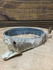 Skin Shop 160Rattle Genuine Rattlesnake Head Hatband Natural front view. If you need any assistance with this item or the purchase of this item please call us at five six one seven four eight eight eight zero one Monday through Saturday 10:00a.m EST to 8:00 p.m EST