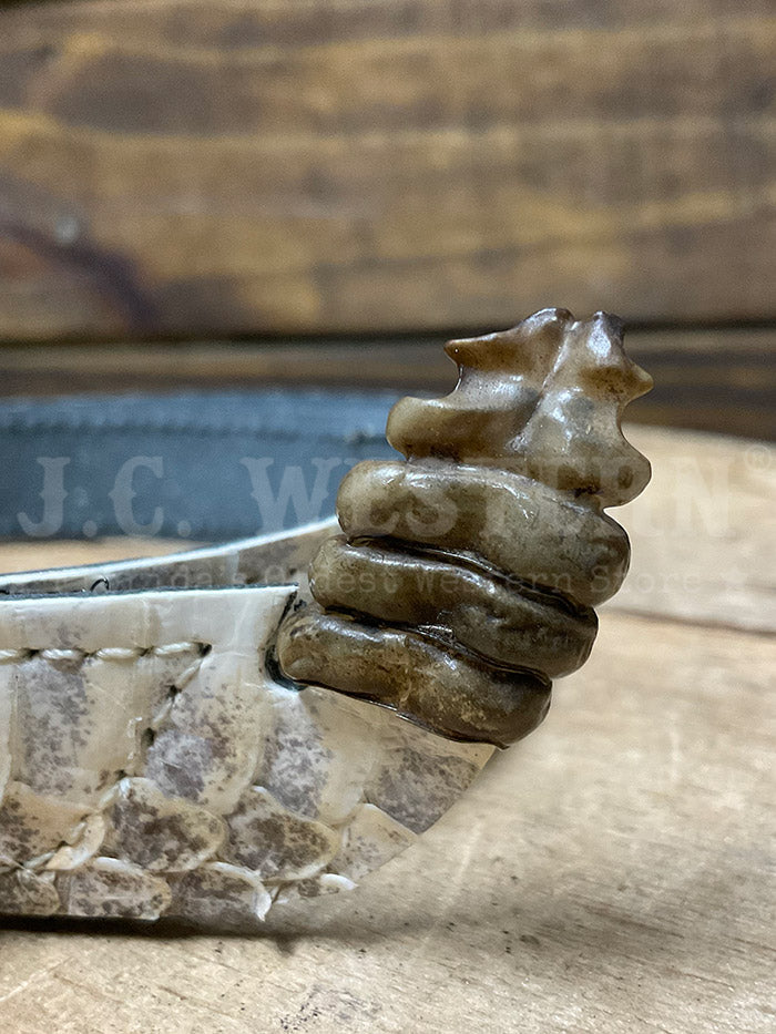 Skin Shop 160Rattle Genuine Rattlesnake Head Hatband Natural front view. If you need any assistance with this item or the purchase of this item please call us at five six one seven four eight eight eight zero one Monday through Saturday 10:00a.m EST to 8:00 p.m EST