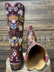 Double D Ranch DDL4269 Womens CAMELLIA Leather Boot Nut Pink back and front view. If you need any assistance with this item or the purchase of this item please call us at five six one seven four eight eight eight zero one Monday through Saturday 10:00a.m EST to 8:00 p.m EST